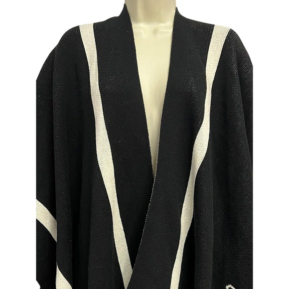 IN2GREEN Poncho Womens One Size Black Striped Knit Kimono Scout & Cellar - Picture 3 of 8
